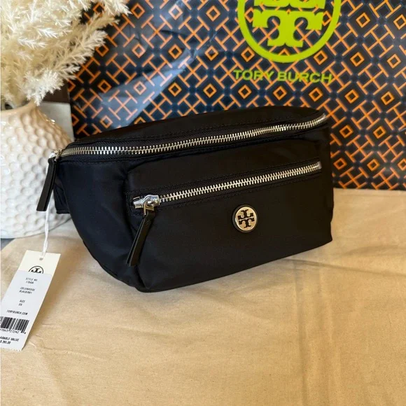 Tory Burch Nylon Belt Bag Fanny Pack 170436 in Black Lightweight NWT - Picture 2 of 12